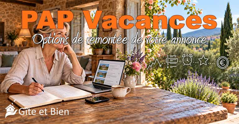 Tarifs PAP Vacances et remontée d'annonce : une propriétaire regarde sur son ordinateur la liste des annonces où elle vient de remonter la sienne